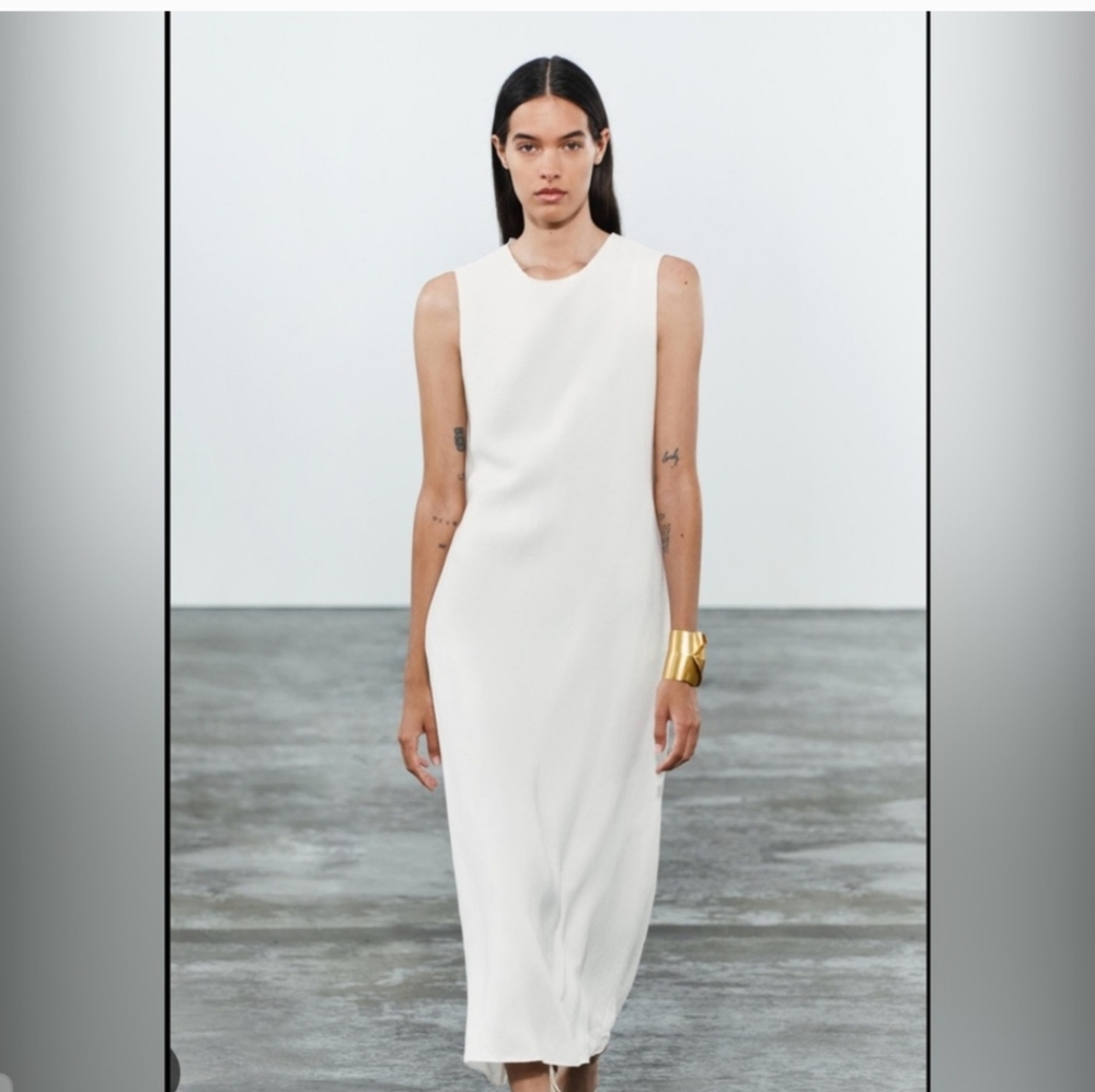 Zara NWT linen Midi Dress With Pockets